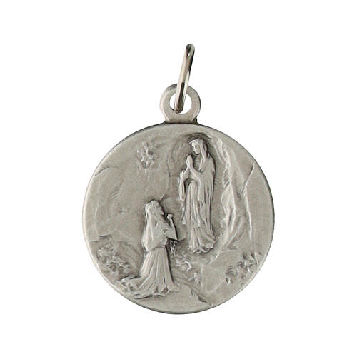 Silvery Lourdes medal, Brass - 20 mm 1