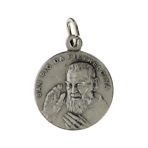 Medaglia Padre Pio argentata 18 mm ottone 1