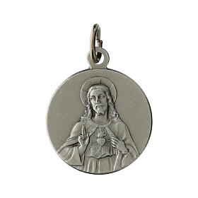 Médaille Sacré-Cœur de Jésus 18 mm en laiton argenté