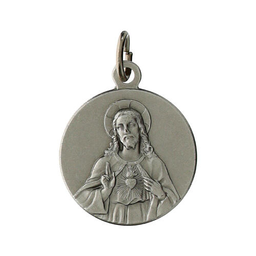 Medaglia Sacro Cuore di Gesù 18 mm ottone argentato 1