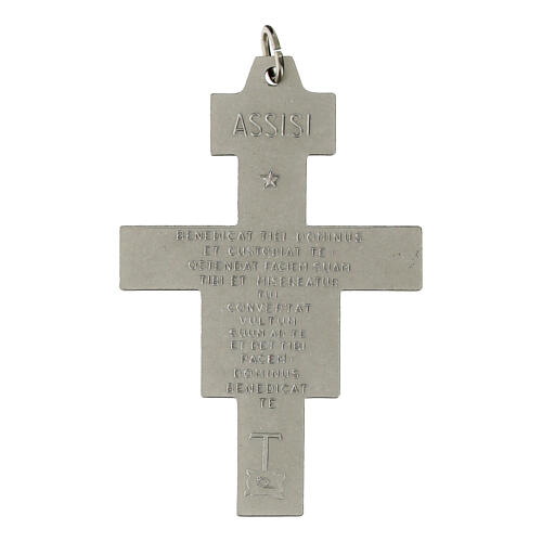 Crucifix de Saint-Damien en laiton argenté 6x4 cm 2