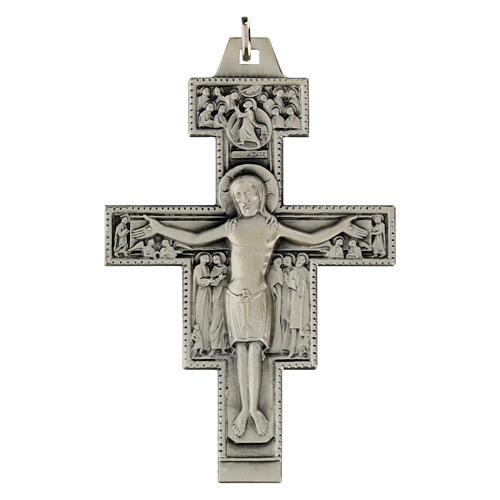 Croix de Saint-Damien argentée en laiton 8x6 cm 1