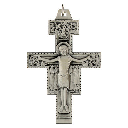 Crocefisso San Damiano argentato  8x6 cm ottone 1