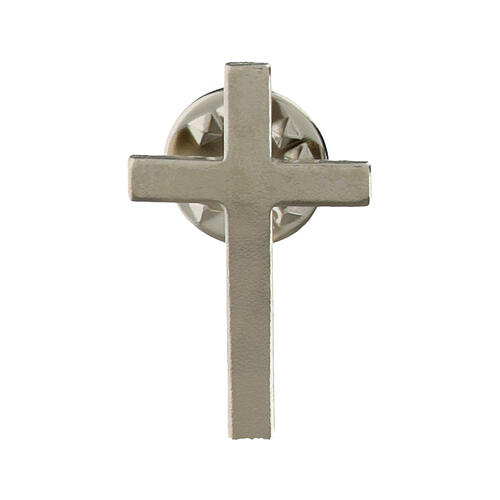Silver-plated classic cross-shaped pin, 1.2x0.8 in, brass 1