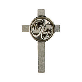 Broche croix classique argentée 3x2 cm laiton