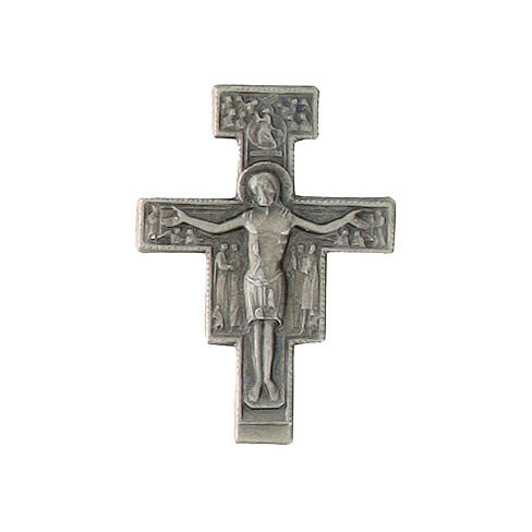 Broche 3x2 cm crucifijo latón plateado 1