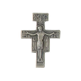Crucifix Lapel Pin Brass-plated, 3x2 cm