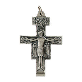 San-Damiano-Kruzifix versilbert – 4 × 3 cm, Messing