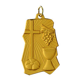 First Communion medal with grape, bread and chalice, 1.5 in