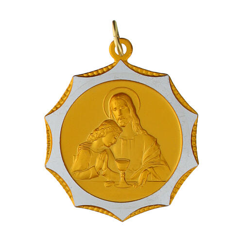 Médaille Communion argent avec détails dorés 28 mm 1