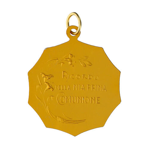 Médaille Communion argent avec détails dorés 28 mm 2