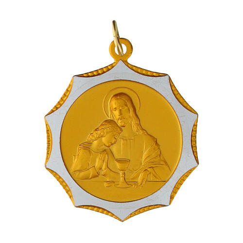 Medaglia comunione argento dettaglio oro 28 mm 1