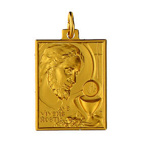 Golden Communion medal with Jesus' face, 1.2 in