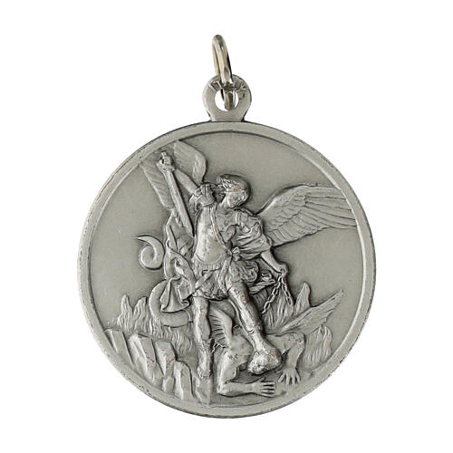 Médaille Saint Michel 32 mm en laiton argenté 1