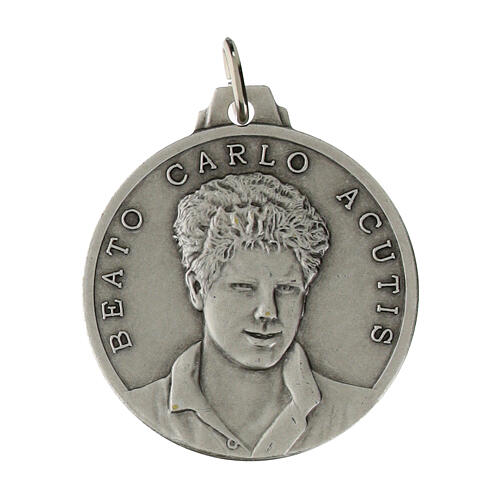 Medaille 32 mm von seligem Carlo Acutis und heiligem Franziskus aus Messing 1