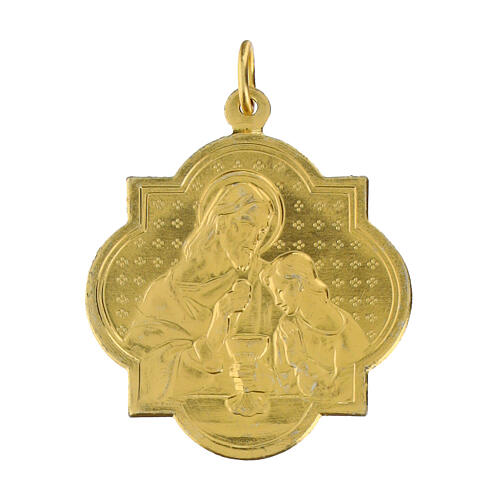 Medaglia Gesù comunione 32 mm alluminio oro opaco 1