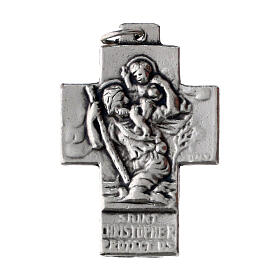 Medaille 4x3 cm aus Zamak Familie und Heiligem Cristoforo englisch