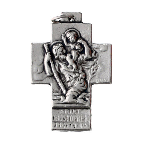 Medaille aus Zamak Familie und Heiliger Cristoforo englisch 3x2 cm 1