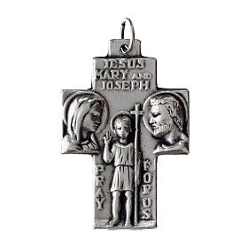 Zamak Holy Family and Saint Christopher medal, English engravings, 1x0.7 in