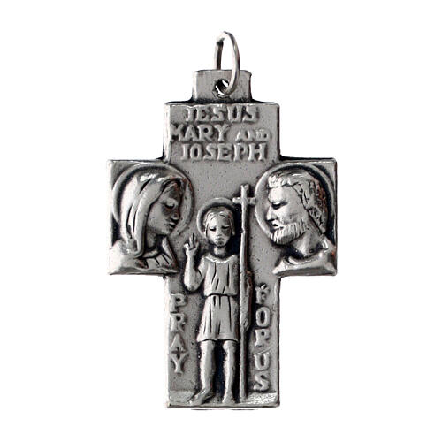 Zamak Holy Family and Saint Christopher medal, English engravings, 1x0.7 in 2