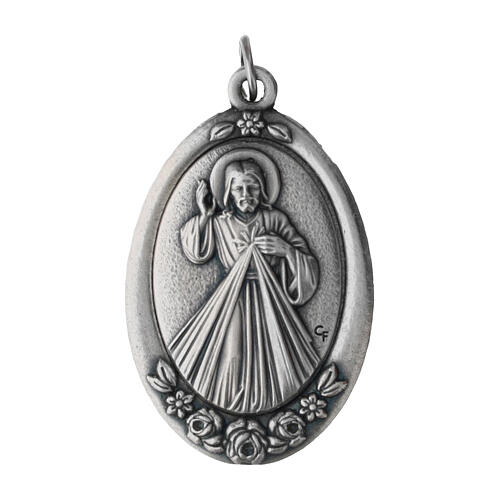 Medaglia Gesù Misericordioso Madonna Medjugorje zama 4x2 cm 1