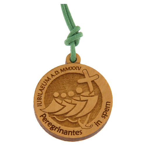 Jubilee necklace with green cord and olive wood pendant from the Albano Laziale Clarisse Monastery 1