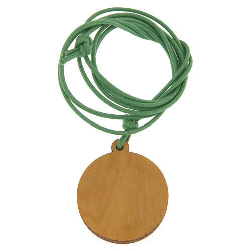 Jubilee necklace with green cord and olive wood pendant from the Albano Laziale Clarisse Monastery 3