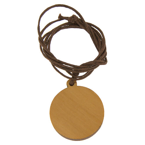 Collier Jubilé corde brune et pendentif bois olivier 3