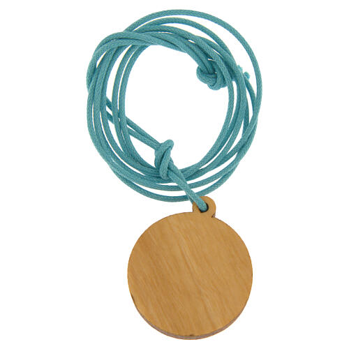 Jubilee necklace of light blue rope, olivewood pendant, Monastery of the Poor Clare Nuns of Albano Laziale 3