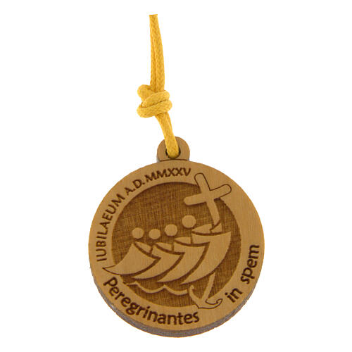 Collana Giubileo corda gialla e ciondolo legno ulivo Monastero Clarisse Albano Laziale 1