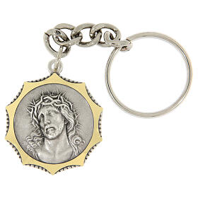 Decagonal bicolour brass key ring, Ecce Homo, 1.3 in