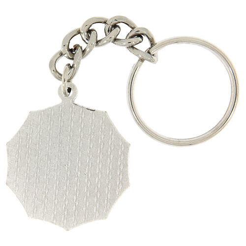 Porte-clé décagonal en laiton bicolore Ecce Homo 32 mm 2