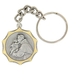 Bicolour brass key ring of Saint Anthony, 1.3 in