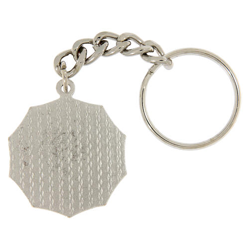 Portachiavi decagonale ottone oro argento San Francesco 32 mm 2