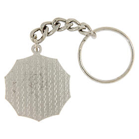 St. Francis Keychain Decagonal Brass Gold Silver, 32 mm