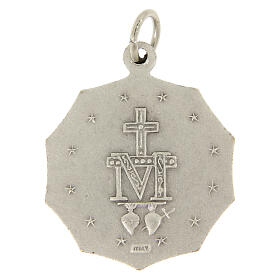 Medaglia decagonale Madonna Miracolosa ottone oro argento 23x27 mm