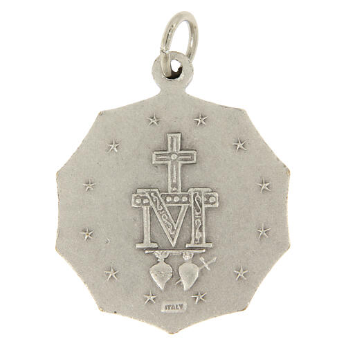 Medaglia decagonale Madonna Miracolosa ottone oro argento 23x27 mm 2