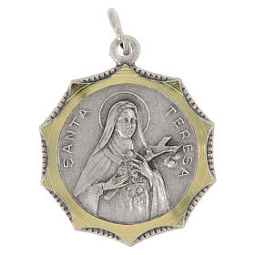 Medaglia decagonale Santa Teresa bicolore 25 mm