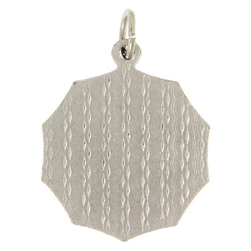 Medalla decagonal bicolor Lourdes 23x27 mm 2