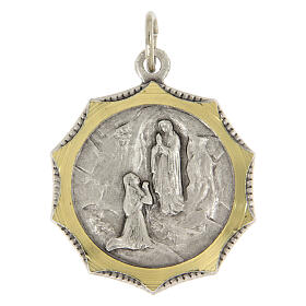 Medaglietta decagonale bicolore Lourdes 23x27 mm