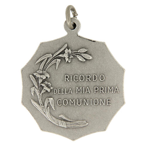 Decagonal nickel silver medal of the First Communion, 1.3 in 2
