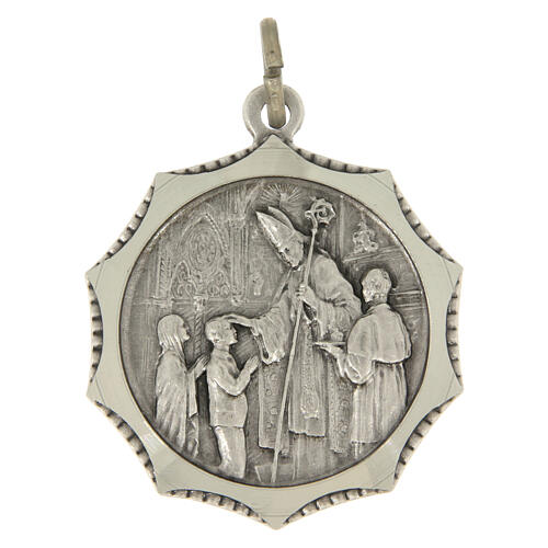 Versilberte zehneckige Firmungsmünze 32 mm 1