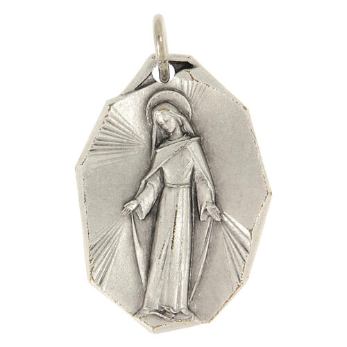 Medalha Nossa Senhora das Graças em latão prateado 28x31 mm 1