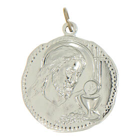 Round First Communion Medal in Silver Aluminum, 32 mm