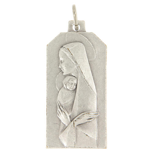Madonnenmedaille mit Kind 16x35 mm aus versilbertem Messing 1