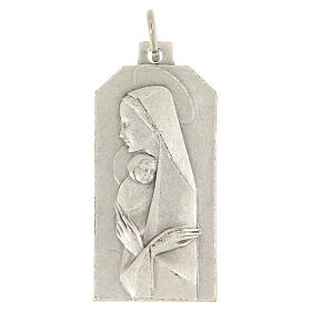 Virgin Mary with Child Medal 16x35 mm Silver-Plated Brass