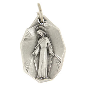 Miraculous Mary Medal in silver-plated brass, 23x15 mm