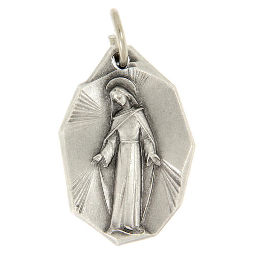 Miraculous Mary Medal in silver-plated brass, 23x15 mm 1