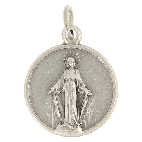 Medaglia Madonna Miracolosa 18 mm ottone argentato 1