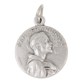 Medaglietta 18 mm San Francesco ottone argentato